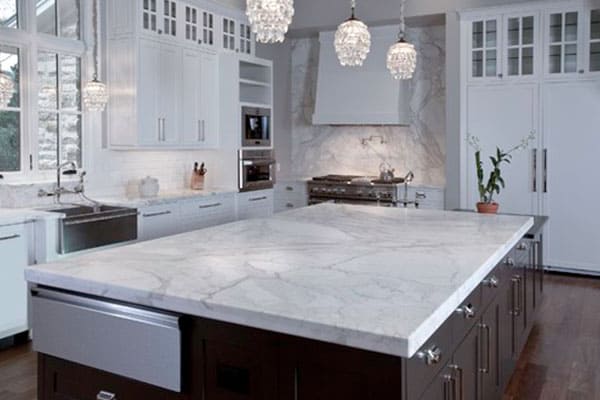 Los Angeles open concept kitchen with island seating and modern lighting