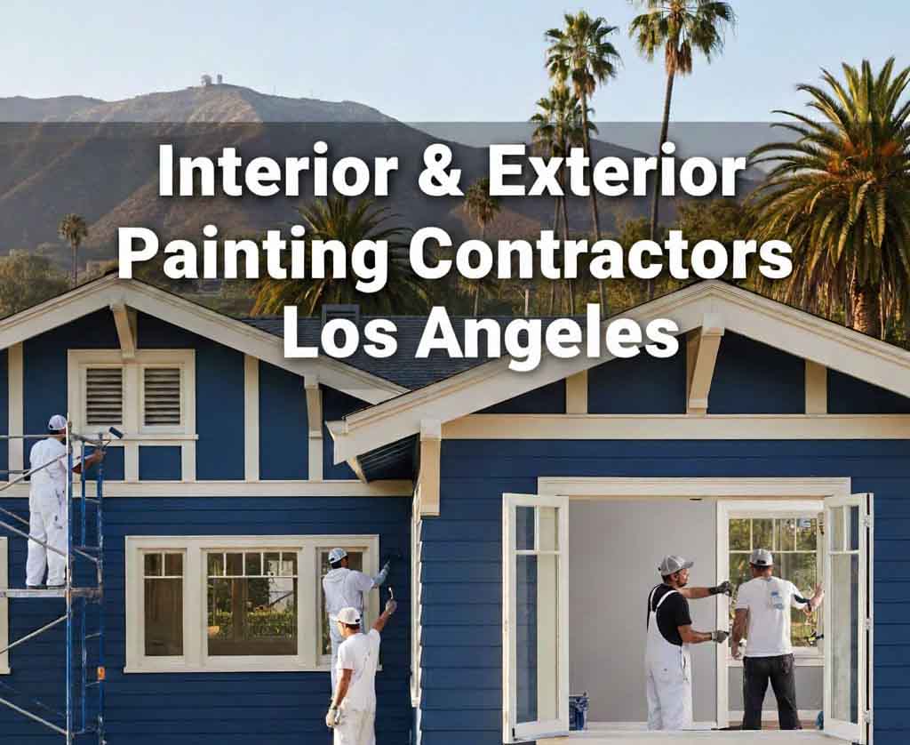 Los Angeles exterior house painting project with fresh stucco and trim work
